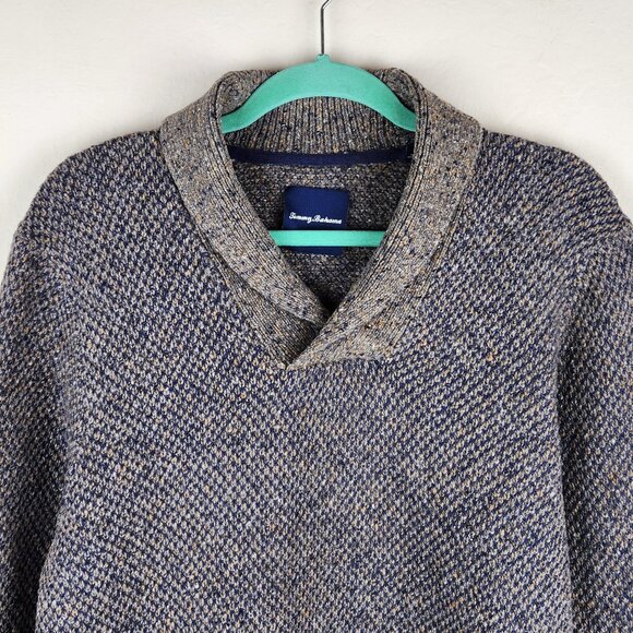 Tommy Bahama Merino Wool Linen Alpaca Multicolored Knit Shawl Collar Sweater M - Picture 3 of 10